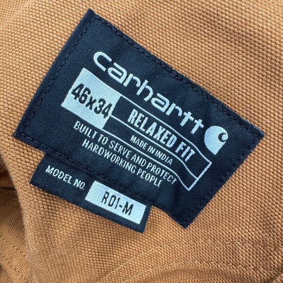 Carhartt Bib Overalls Mens 46x34 (48x33 ACTUAL) Relaxed Fit Duck Canvas Utility - Picture 3 of 12